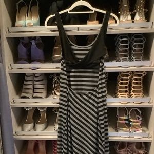 Venus Open Back Criss Cross Strap Grey and Black Maxi